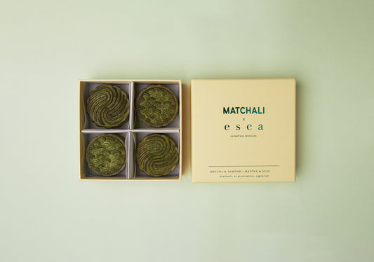 Matchali x esca 手工月饼——抹茶杏仁、抹茶柚子